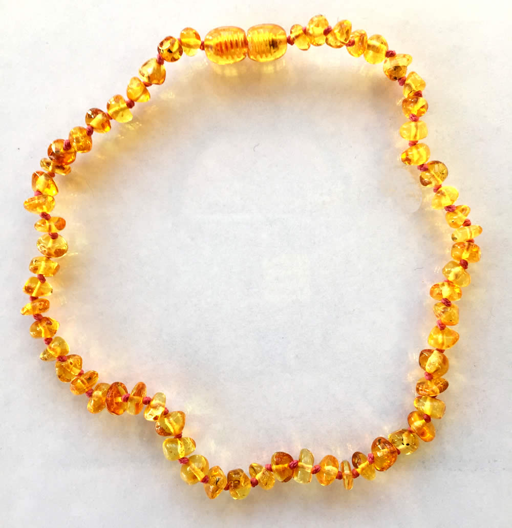 Baroque Amber Childrens Necklaces with coloured thread